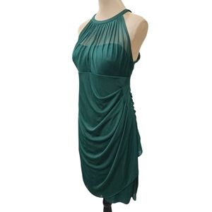 David’s Bridal Emerald Green Ruched Chiffon Halter Dress 14